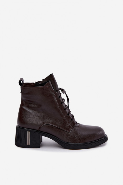 Bottines isolées en cuir naturel Klocke Vinceza 89161 en couleur chocolat