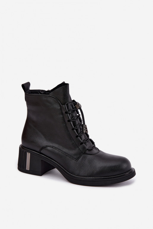 Bottines isolées en cuir naturel Klocke Vinceza 89161 en couleur noire