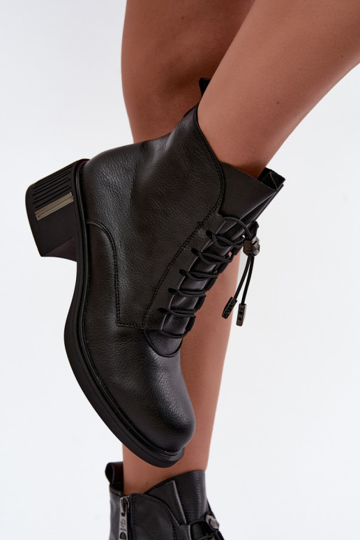 Bottines isolées en cuir naturel Klocke Vinceza 89161 en couleur noire