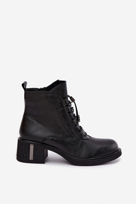 Bottines isolées en cuir naturel Klocke Vinceza 89161 en couleur noire