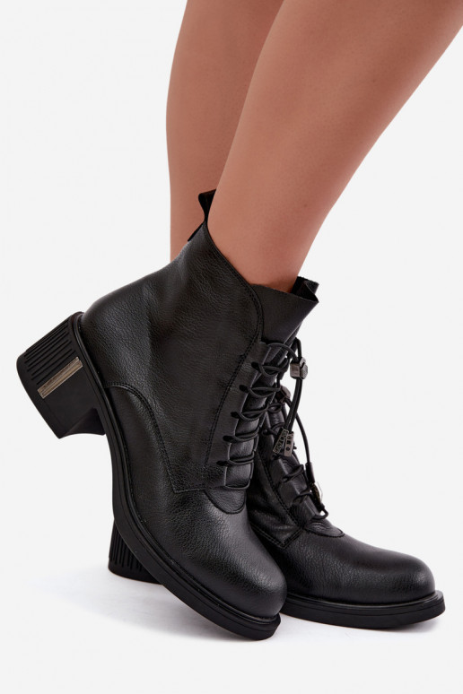 Bottines isolées en cuir naturel Klocke Vinceza 89161 en couleur noire