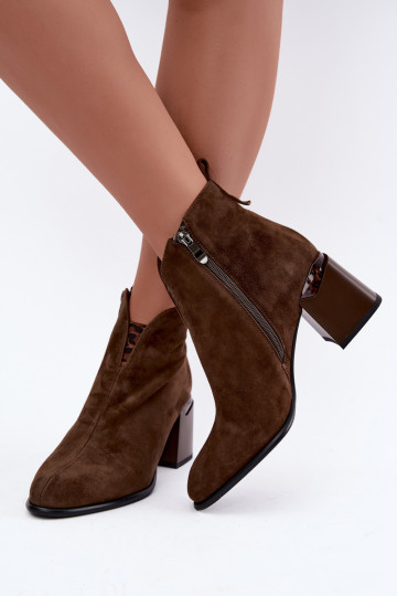 Bottines chaudes en daim synthétique avec talons en couleur brune Laverelle 2