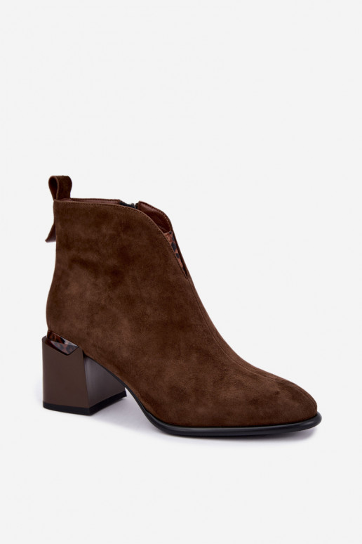 Bottines chaudes en daim synthétique avec talons en couleur brune Laverelle