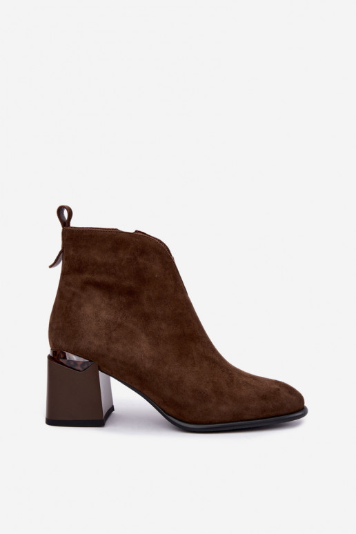 Bottines chaudes en daim synthétique avec talons en couleur brune Laverelle
