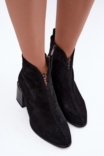 Bottines chaudes en daim synthétique avec talons en couleur noire Laverelle