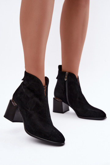 Bottines chaudes en daim synthétique avec talons en couleur noire Laverelle 2