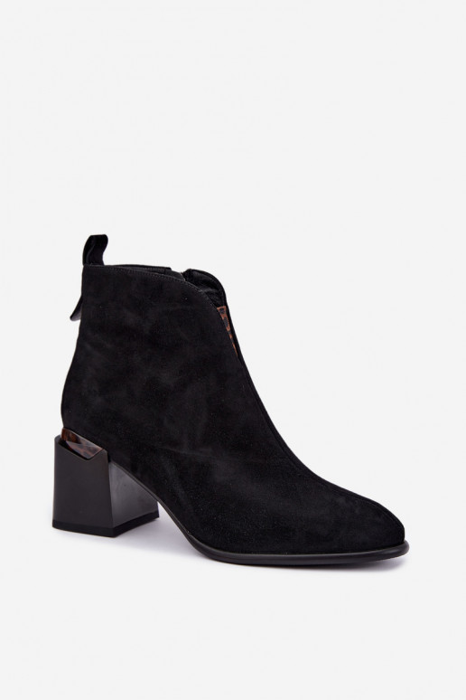 Bottines chaudes en daim synthétique avec talons en couleur noire Laverelle