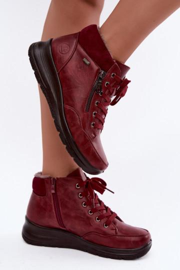 Bottines isolées pour femmes avec fourrure à l'intérieur en couleur bordeaux Parvella