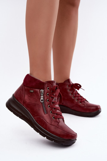 Bottines isolées pour femmes avec fourrure à l'intérieur en couleur bordeaux Parvella 2