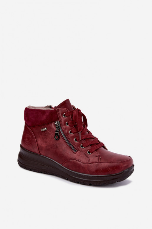 Dames geïsoleerde enkellaarsjes ar bontu aan de binnenkant in bordeauxkleur Parvella