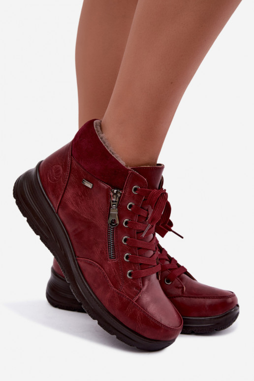 Bottines isolées pour femmes avec fourrure à l'intérieur en couleur bordeaux Parvella