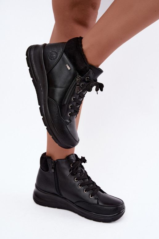 Bottines isolées pour femmes avec fourrure à l'intérieur en couleur noire Parvella