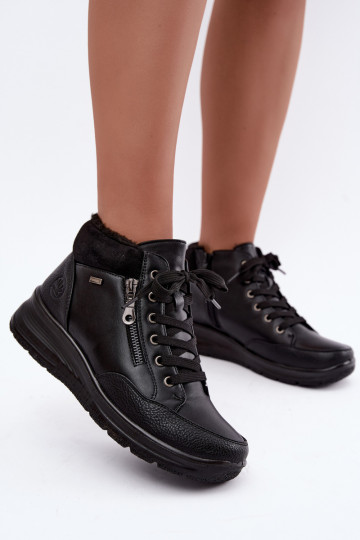 Damen gefütterte Stiefeletten mit Fell innen in schwarzer Farbe Parvella 2