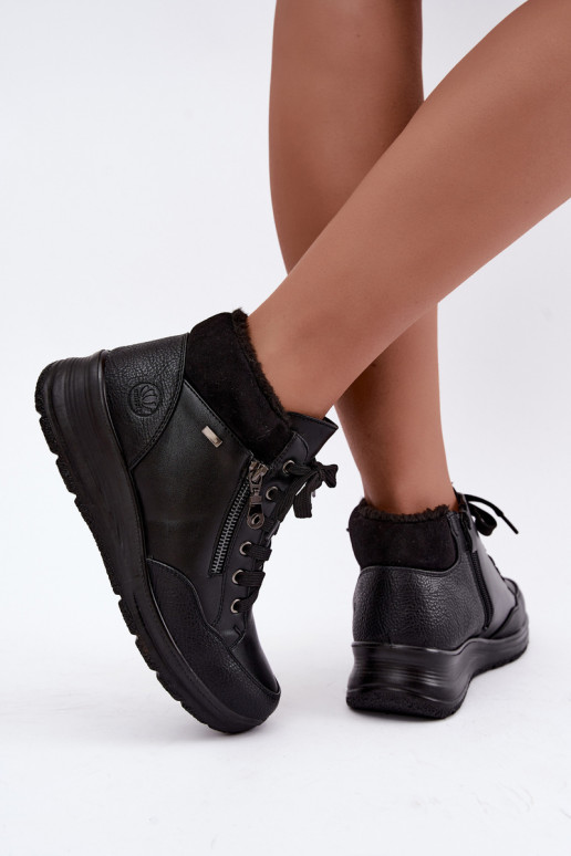 Damen gefütterte Stiefeletten mit Fell innen in schwarzer Farbe Parvella