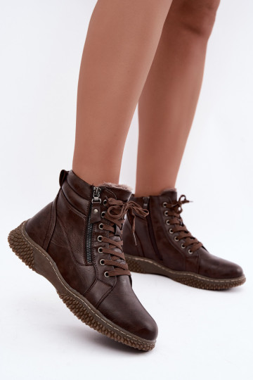 Bottines isolées pour femmes avec fourrure à l'intérieur en cuir synthétique en couleur brune Ulverina 2