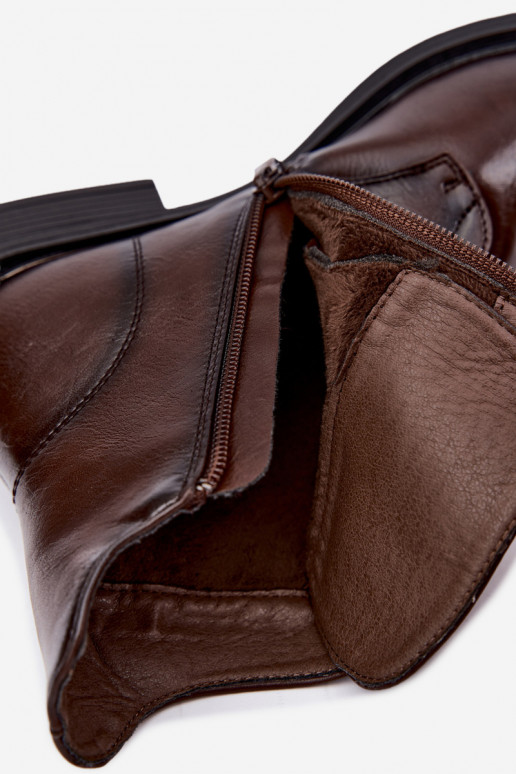 Bottines isolées pour femmes à talons bas avec de beaux détails en couleur brun foncé Tavressa