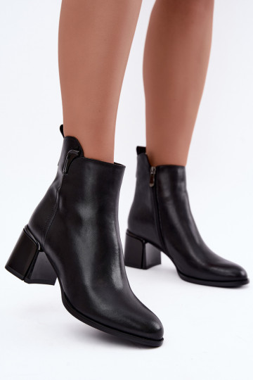 Bottines pour femmes en simili cuir avec talons, isolées, noires Kirella