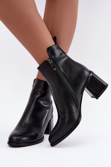 Stiefeletten aus Kunstleder für Damen mit Absatz, gefüttert, schwarz Kirella 2