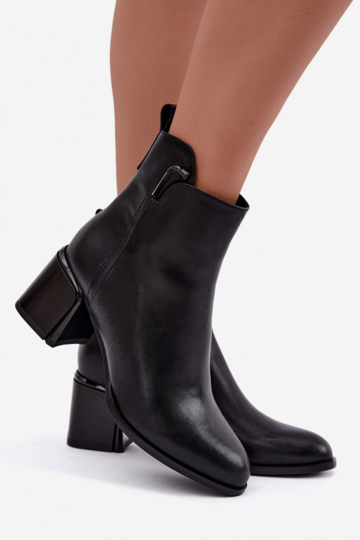 Bottines pour femmes en simili cuir avec talons, isolées, noires Kirella