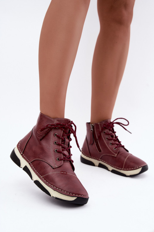 Bottines pour femmes isolées, couleur bordeaux Lerissa
