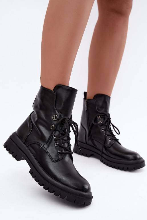 Bottines de travail pour femmes en simili cuir, isolées, noires Amarelle