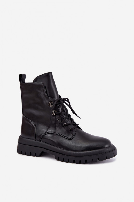 Bottines de travail pour femmes en simili cuir, isolées, noires Amarelle