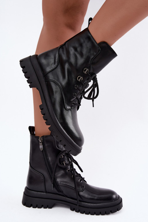 Bottines de travail pour femmes en simili cuir, isolées, noires Amarelle