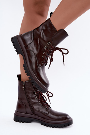 Bottines de travail pour femmes en simili cuir, isolées, bordeaux Amarelle
