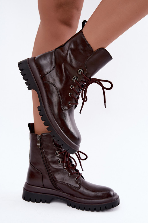 Bottines de travail pour femmes en simili cuir, isolées, bordeaux Amarelle