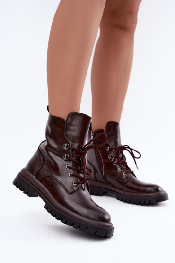Bottines de travail pour femmes en simili cuir, isolées, bordeaux Amarelle 2