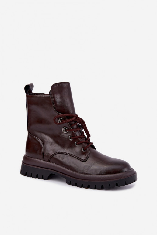 Bottines de travail pour femmes en simili cuir, isolées, bordeaux Amarelle