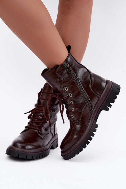 Faux leren geïsoleerde bordeaux dames werk enkellaarsjes Amarelle