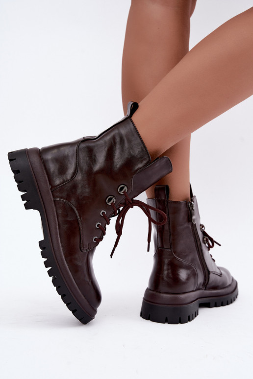 Bottines de travail pour femmes en simili cuir, isolées, bordeaux Amarelle