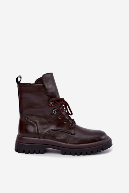 Bottines de travail pour femmes en simili cuir, isolées, bordeaux Amarelle