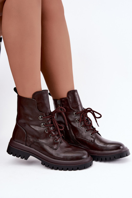 Bottines de travail pour femmes en simili cuir, isolées, bordeaux Amarelle