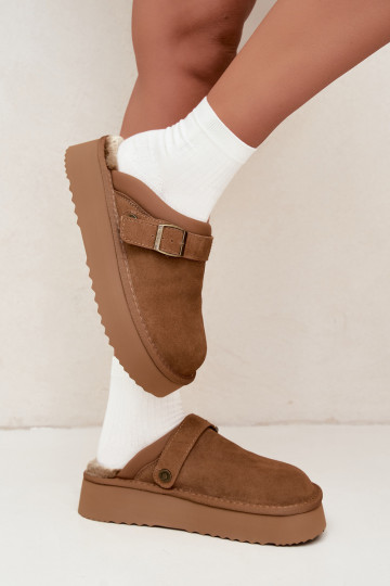 Bottes de neige en simili daim marron avec plateforme et boucles Big Star UU274696