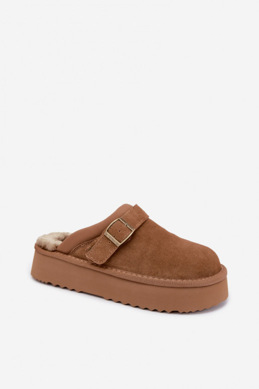 Bottes de neige en simili daim marron avec plateforme et boucles Big Star UU274696