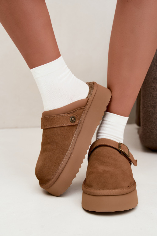 Bottes de neige en simili daim marron avec plateforme et boucles Big Star UU274696