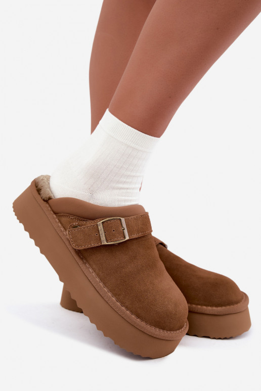 Bottes de neige en simili daim marron avec plateforme et boucles Big Star UU274696