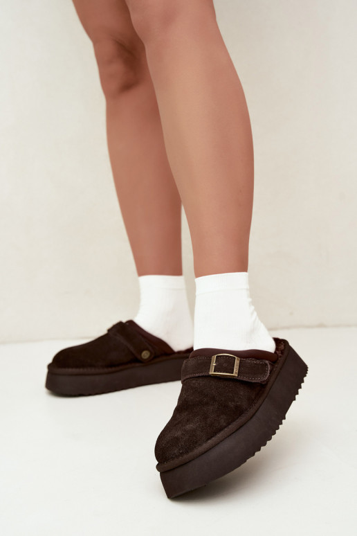 Bottes de neige en simili daim avec plateforme et boucles Big Star UU274697 CzekoladoĮe