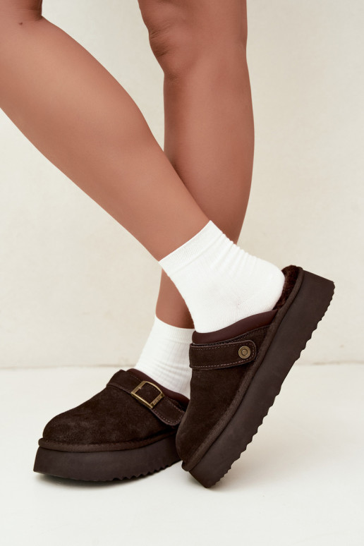 Bottes de neige en simili daim avec plateforme et boucles Big Star UU274697 CzekoladoĮe