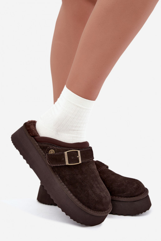 Bottes de neige en simili daim avec plateforme et boucles Big Star UU274697 CzekoladoĮe