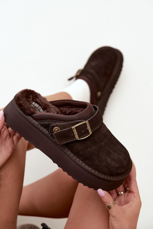 Schneestiefel aus Kunstveloursleder mit Plattform und Schnallen Big Star UU274697 CzekoladoĮe