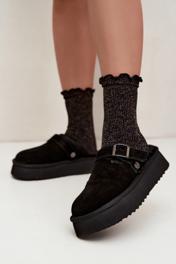 Bottes de neige en simili daim noires avec plateforme et boucles Big Star UU274698 2