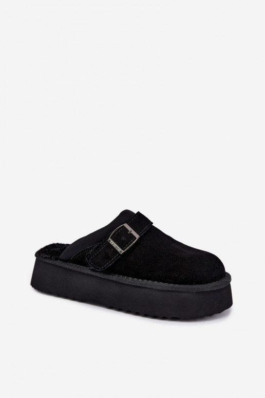 Bottes de neige en simili daim noires avec plateforme et boucles Big Star UU274698