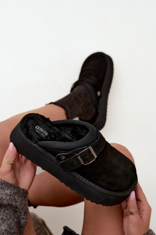 Bottes de neige en simili daim noires avec plateforme et boucles Big Star UU274698