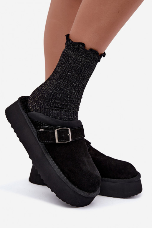 Bottes de neige en simili daim noires avec plateforme et boucles Big Star UU274698