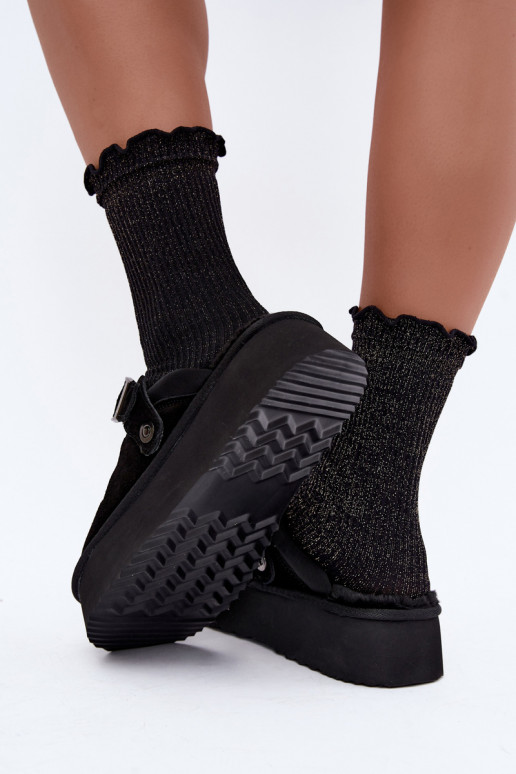 Bottes de neige en simili daim noires avec plateforme et boucles Big Star UU274698