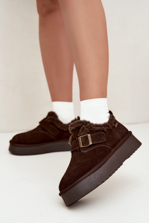 Bottes de neige en simili daim avec plateforme Big Star UU274319 CzekoladoĮe
