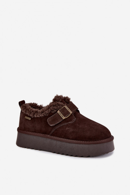 Schneestiefel aus Kunstveloursleder mit Plattform Big Star UU274319 CzekoladoĮe